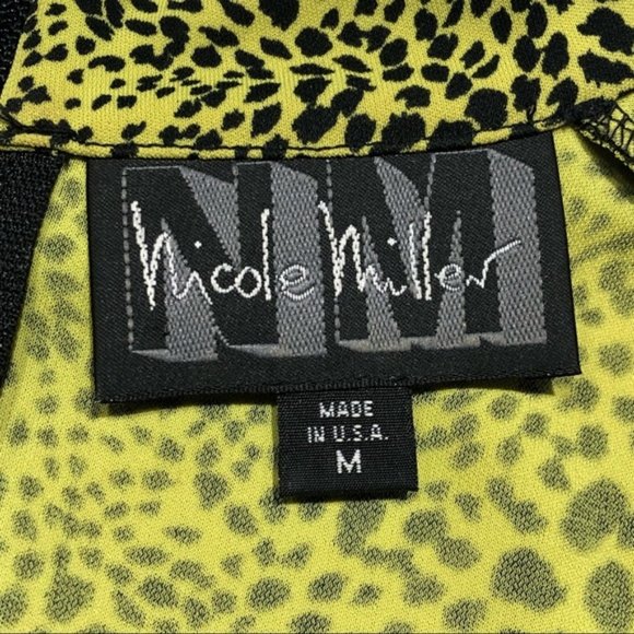 Nicole Miller Greenish Yellow and Black Leopard Print Top - Picture 7 of 8